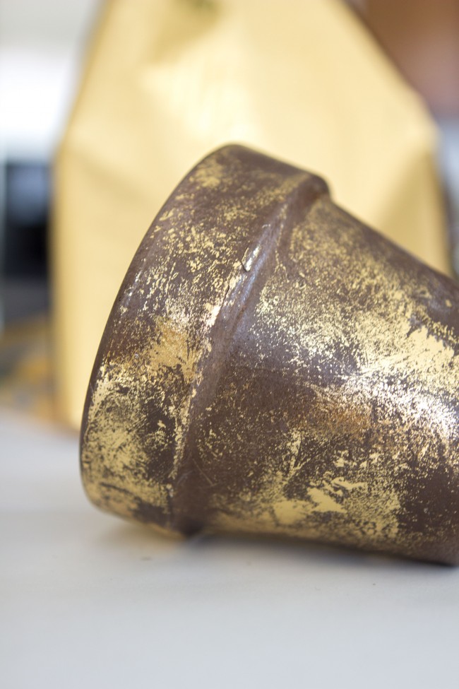 Gilded Gold Foil Terra Cotta Pot DIY