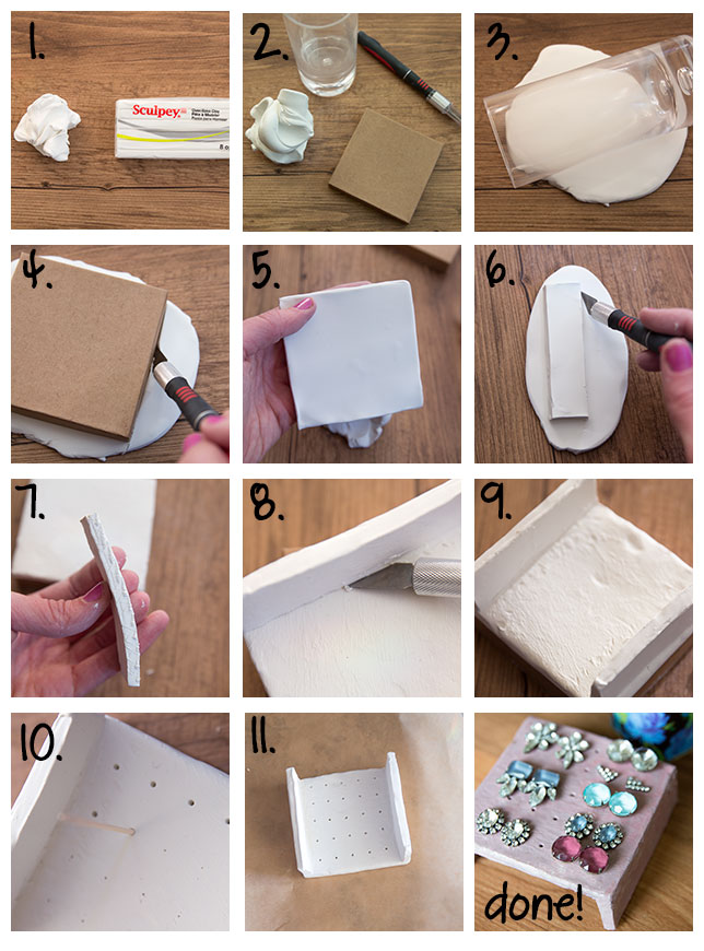 DIY Clay Stud Earring Holder 