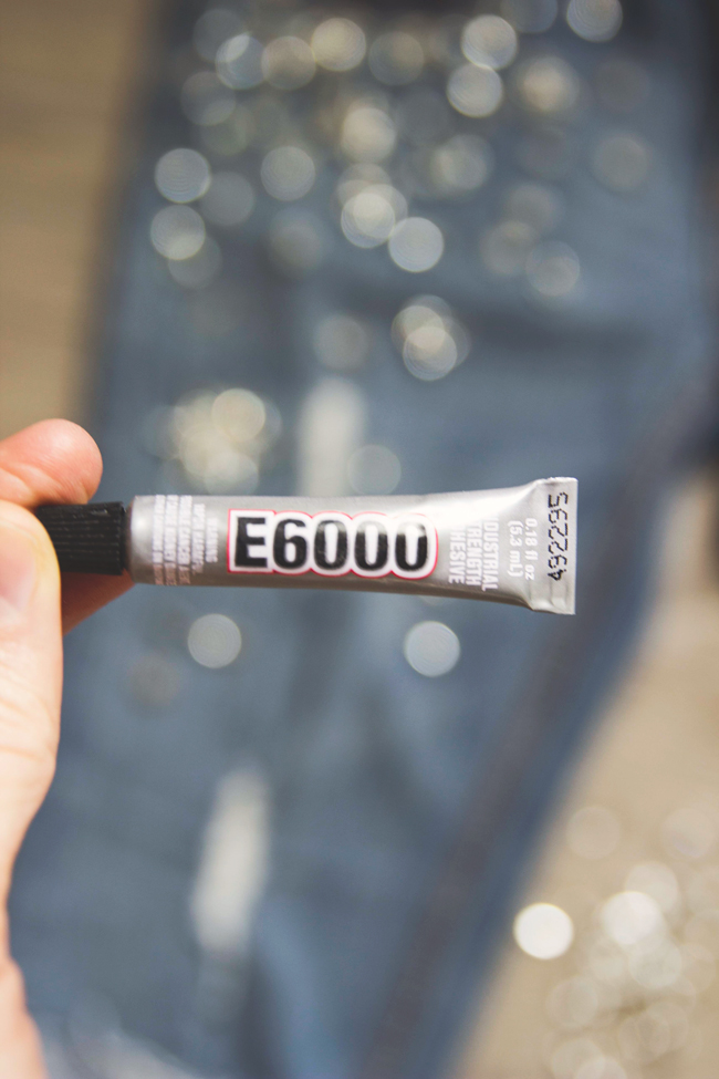 DIY Distressed Denim & Crystal Bermuda Shorts