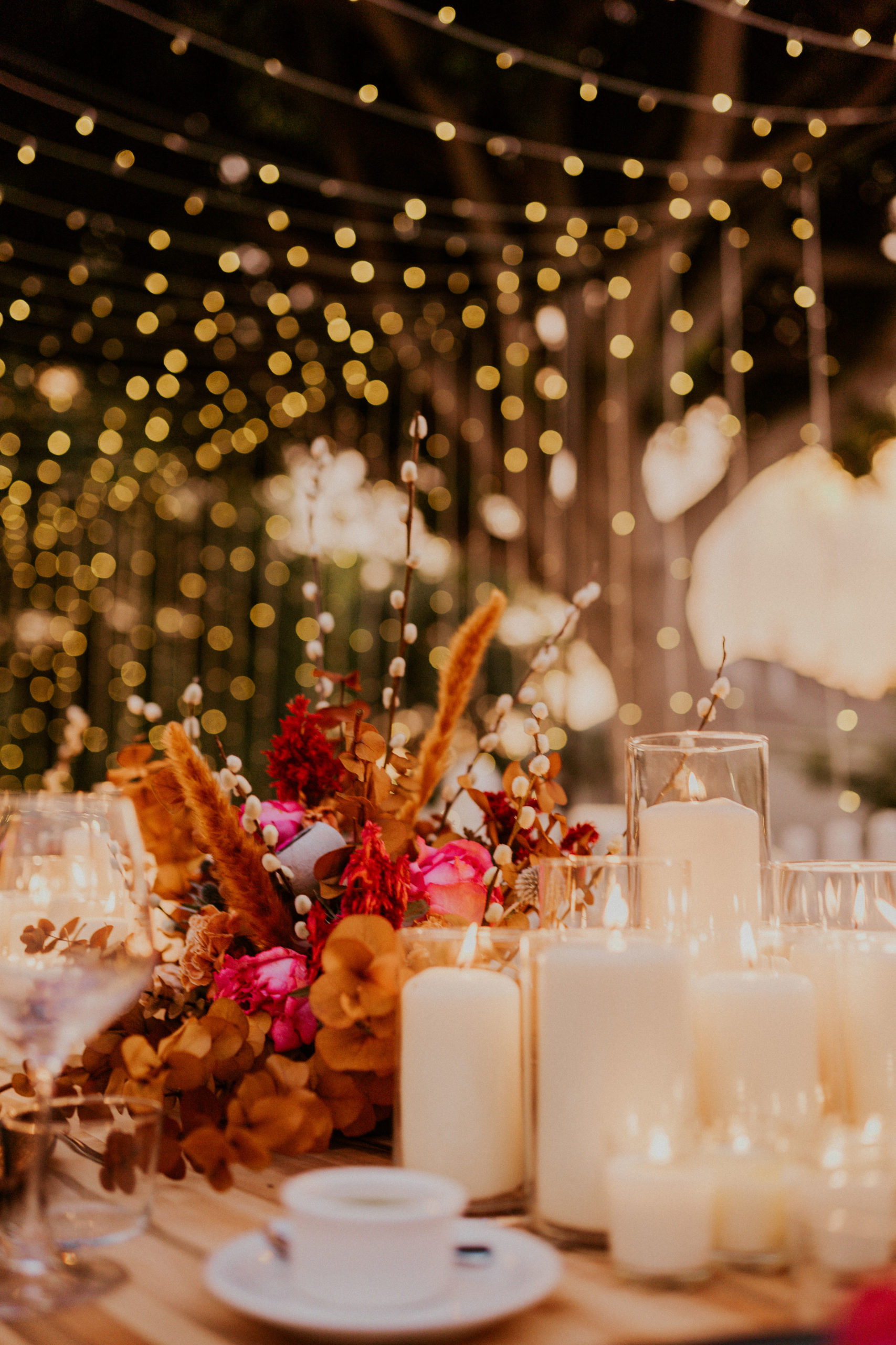 Blue Moon Dream DIY Wedding at Wayfarers Chapel in Palos Verdes, CA wedding tablescape with bokeh