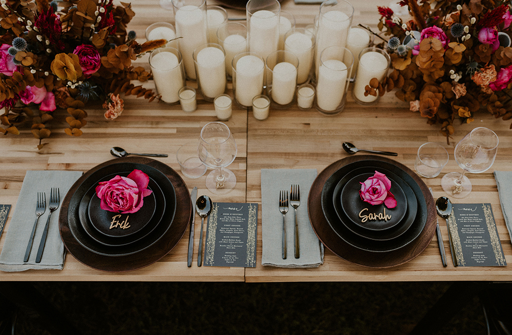 Blue Moon Dream DIY Wedding at Wayfarers Chapel in Palos Verdes, CA wedding reception tablescape