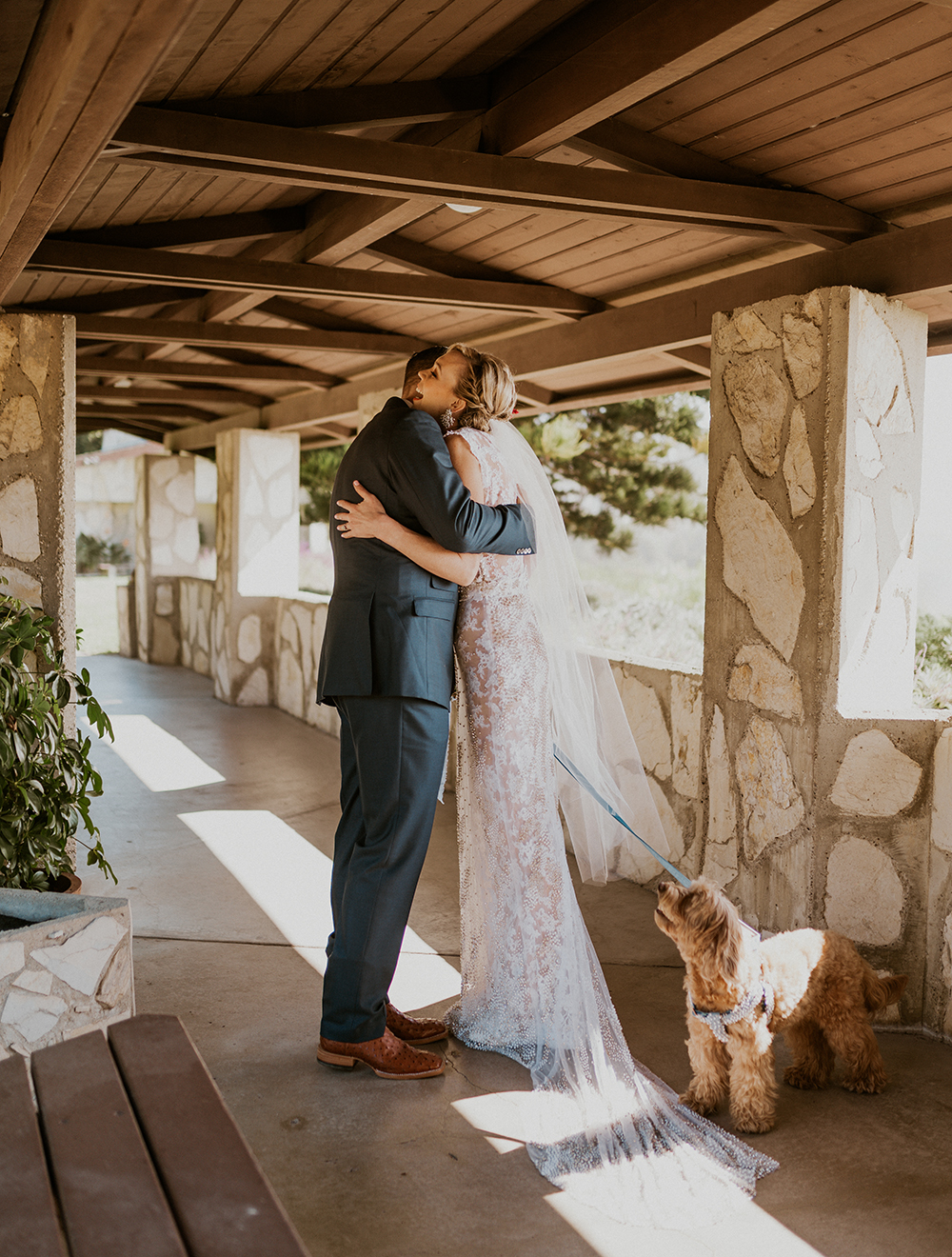 Blue Moon Dream DIY Wedding at Wayfarers Chapel in Palos Verdes, CA first look bride and groom