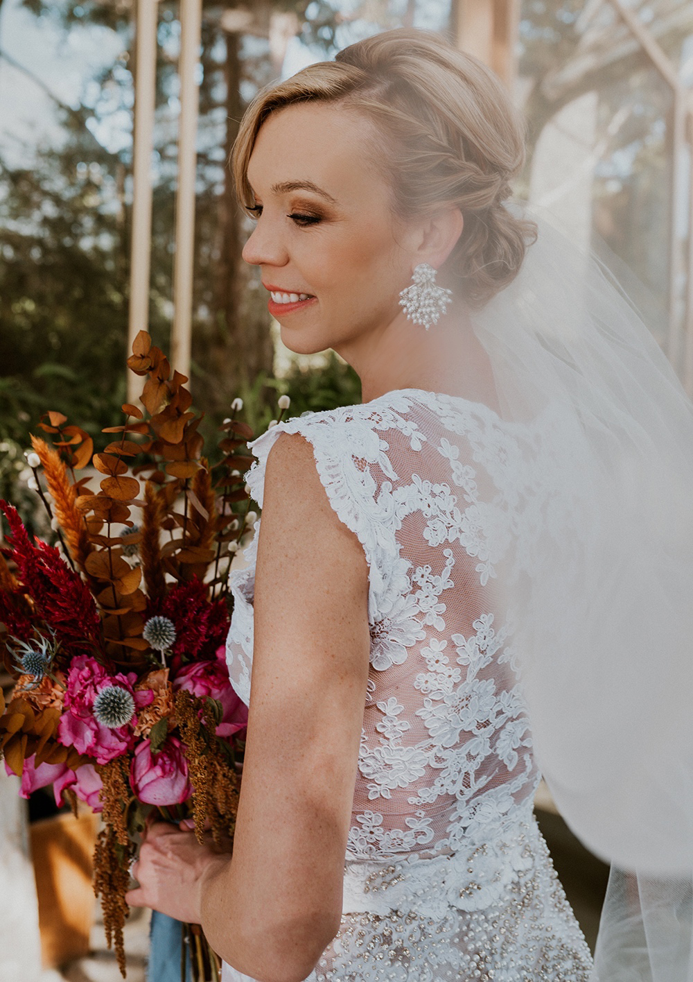 Blue Moon Dream DIY Wedding at Wayfarers Chapel in Palos Verdes, CA bride at wayfarers chapel