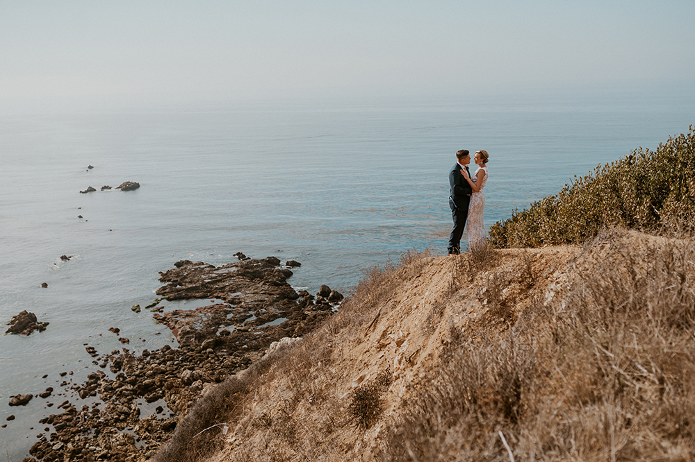 Blue Moon Dream DIY Wedding at Wayfarers Chapel in Palos Verdes, CA bride groom bluff cove trail