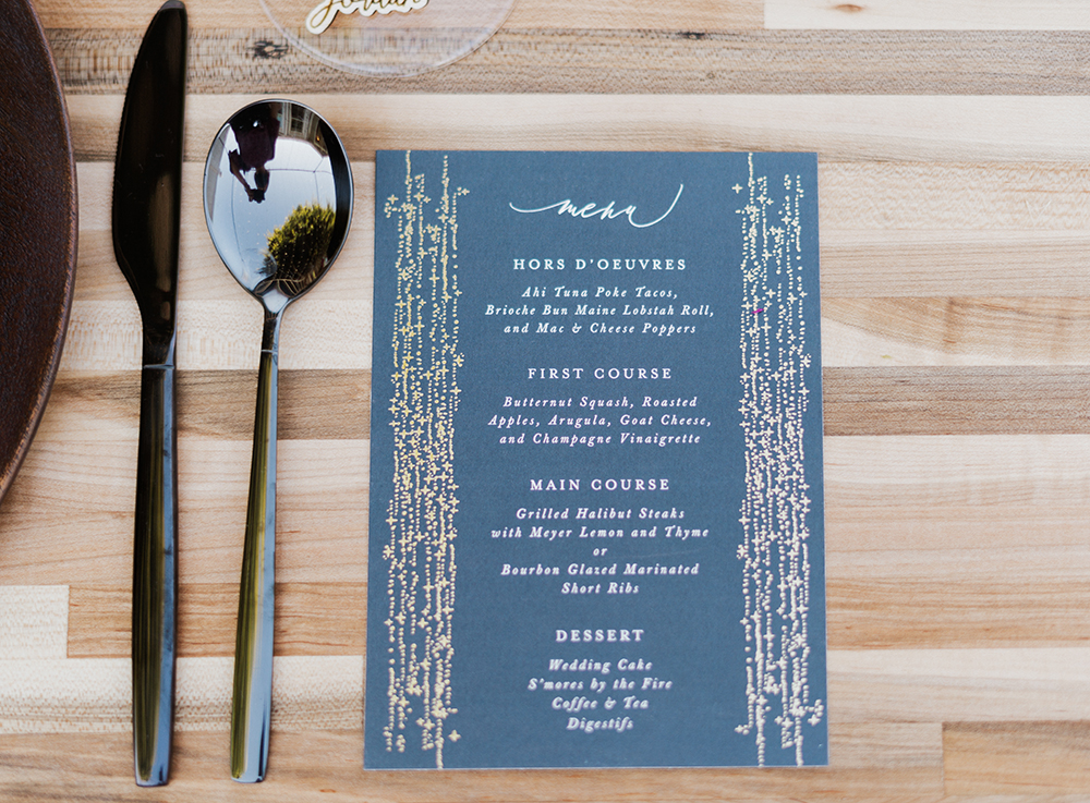 Blue Moon Dream DIY Wedding at Wayfarers Chapel in Palos Verdes, CA wedding reception menu