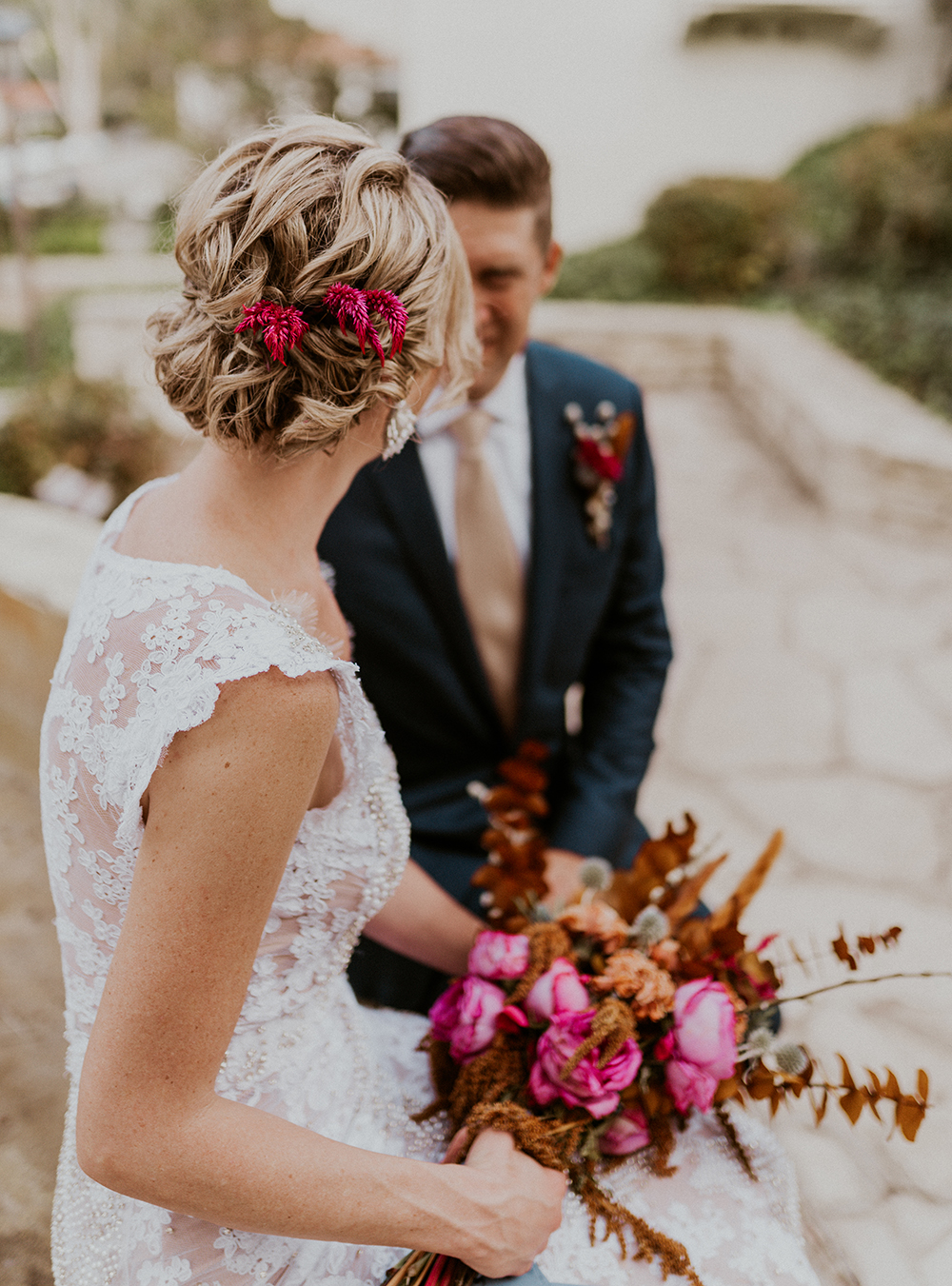 Blue Moon Dream DIY Wedding at Wayfarers Chapel in Palos Verdes, CA bride and groom