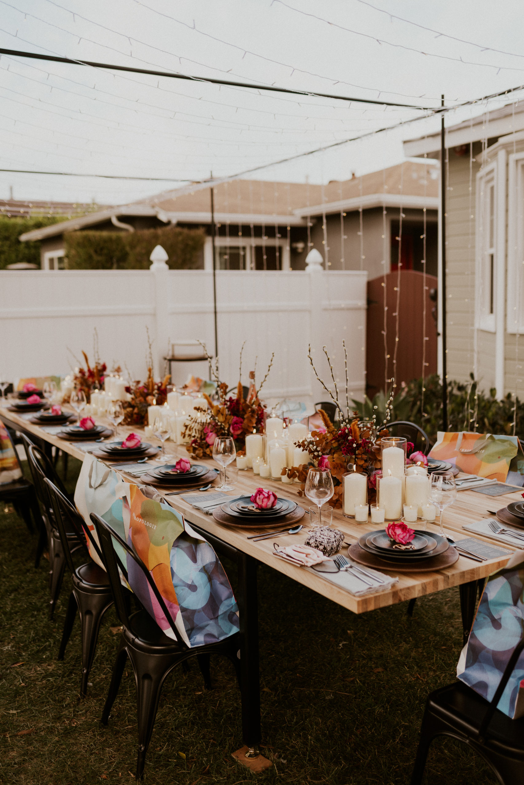 Blue Moon Dream DIY Wedding at Wayfarers Chapel in Palos Verdes, CA wedding reception table