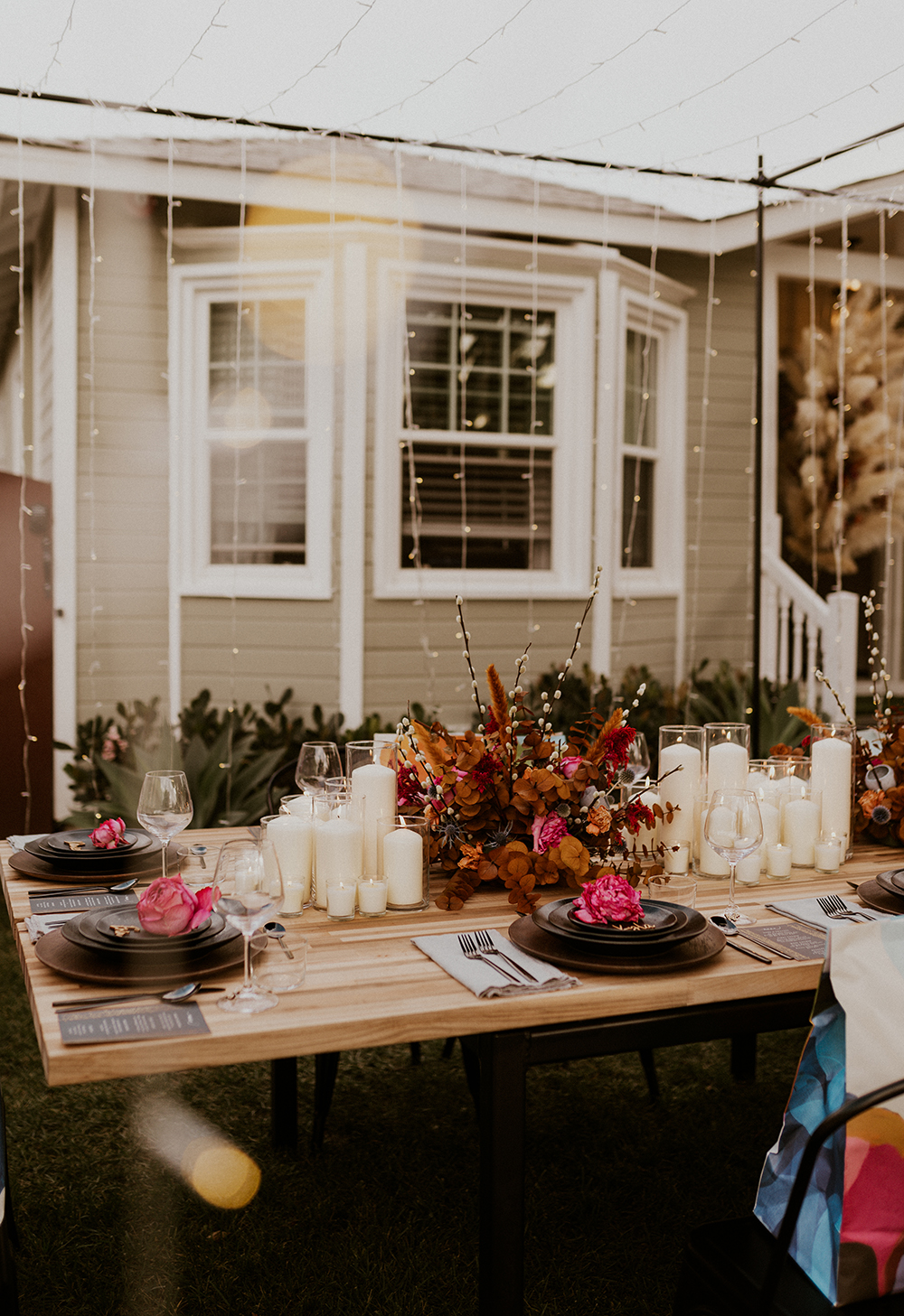 Blue Moon Dream DIY Wedding at Wayfarers Chapel in Palos Verdes, CA wedding reception table