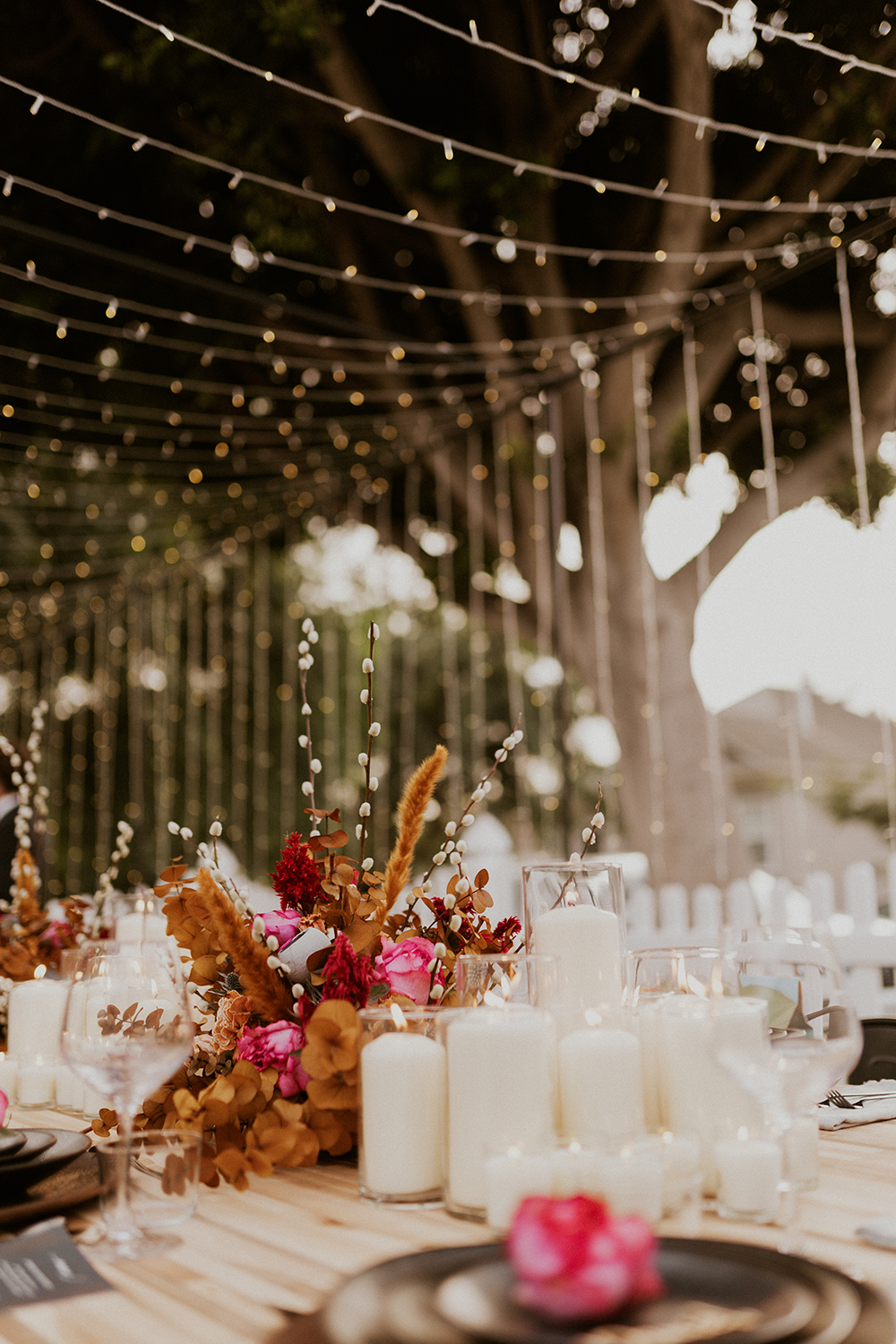 Blue Moon Dream DIY Wedding at Wayfarers Chapel in Palos Verdes, CA wedding reception tablescape