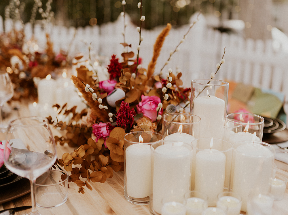 Blue Moon Dream DIY Wedding at Wayfarers Chapel in Palos Verdes, CA wedding reception tablescape