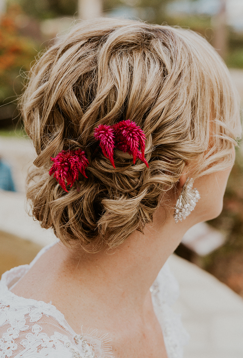 Blue Moon Dream DIY Wedding at Wayfarers Chapel in Palos Verdes, CA florals in wedding hair