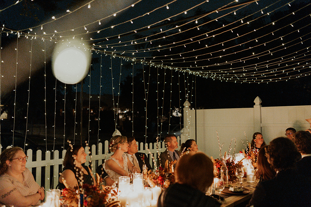 Blue Moon Dream DIY Wedding at Wayfarers Chapel in Palos Verdes, CA wedding reception with light canopy