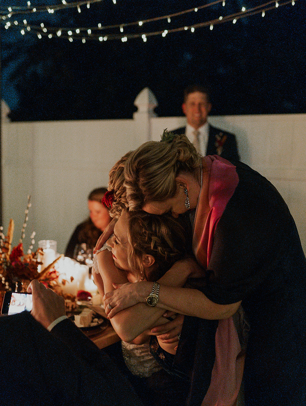 Blue Moon Dream DIY Wedding at Wayfarers Chapel in Palos Verdes, CA wedding reception hugs
