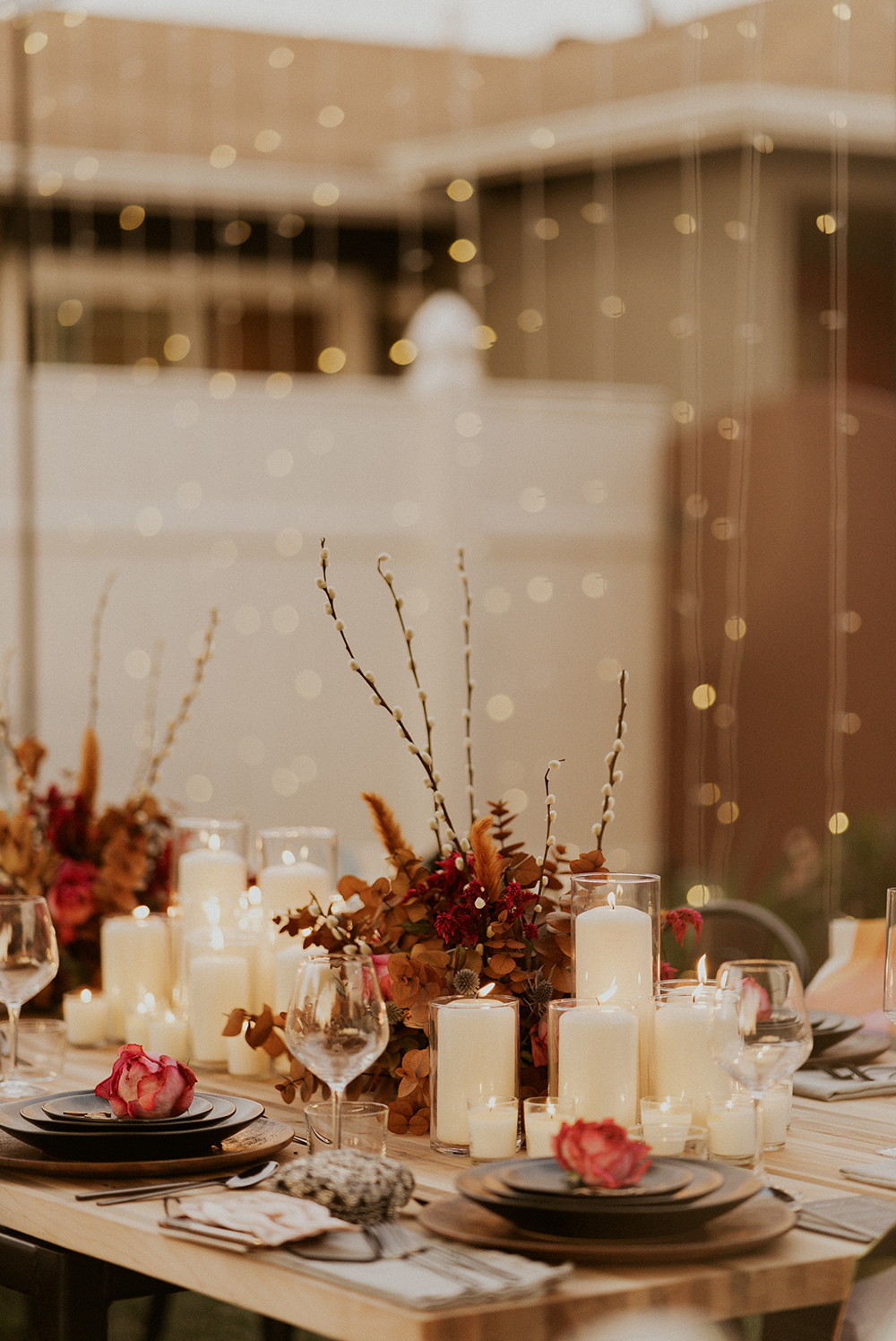 Blue Moon Dream DIY Wedding at Wayfarers Chapel in Palos Verdes, CA wedding reception tablescape