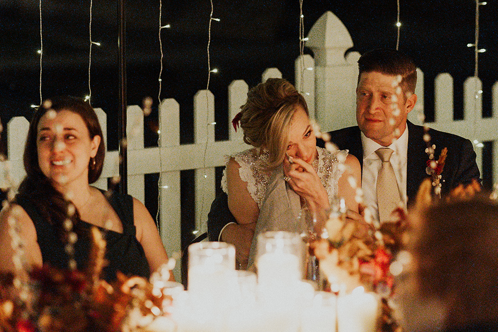 Blue Moon Dream DIY Wedding at Wayfarers Chapel in Palos Verdes, CA wedding toast bride crying