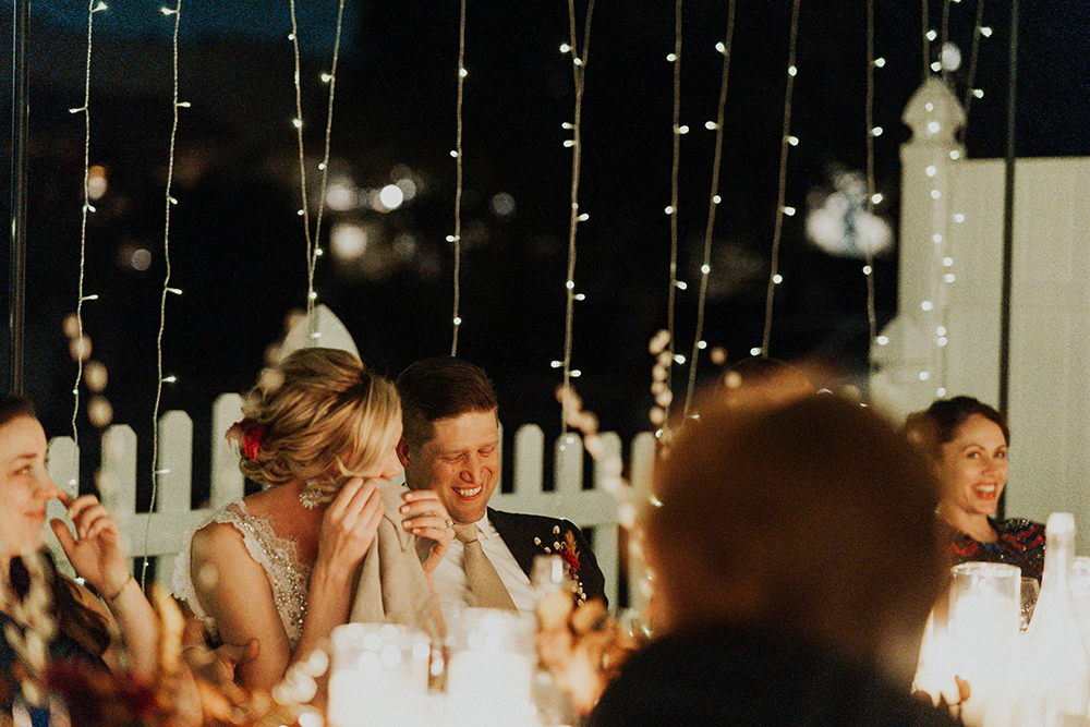 Blue Moon Dream DIY Wedding at Wayfarers Chapel in Palos Verdes, CA wedding toast bride crying