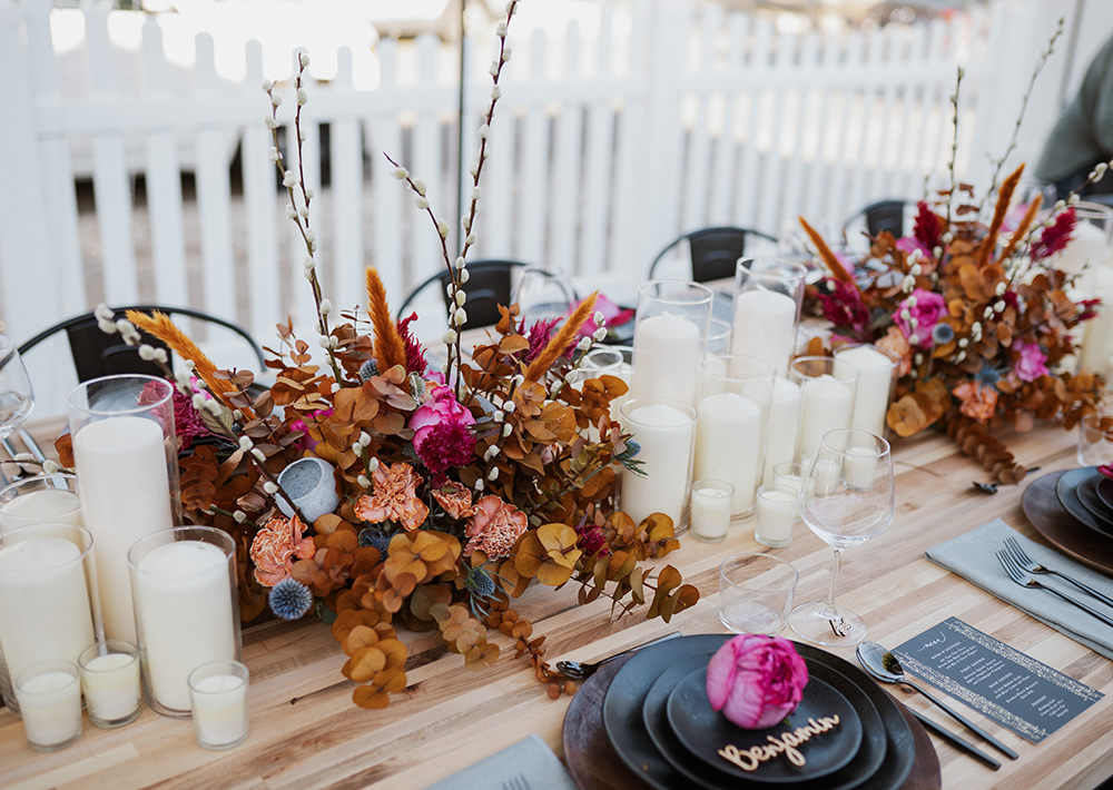 Blue Moon Dream DIY Wedding at Wayfarers Chapel in Palos Verdes, CA wedding reception tablescape