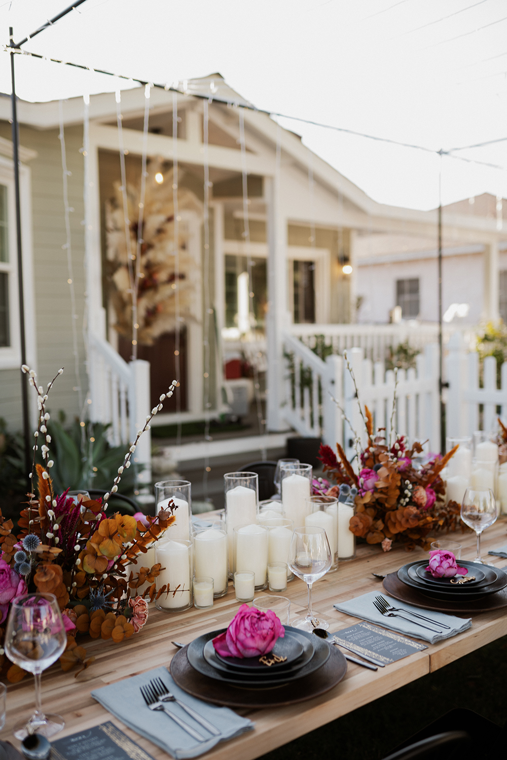 Blue Moon Dream DIY Wedding at Wayfarers Chapel in Palos Verdes, CA wedding reception table