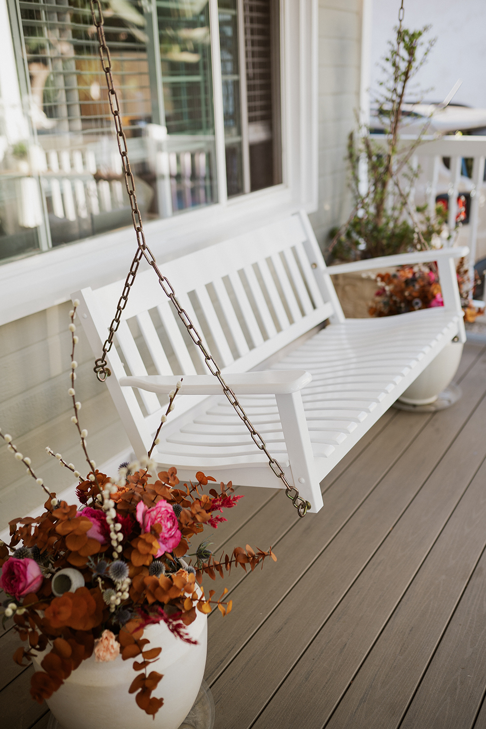 Blue Moon Dream DIY Wedding at Wayfarers Chapel in Palos Verdes, CA porch swing