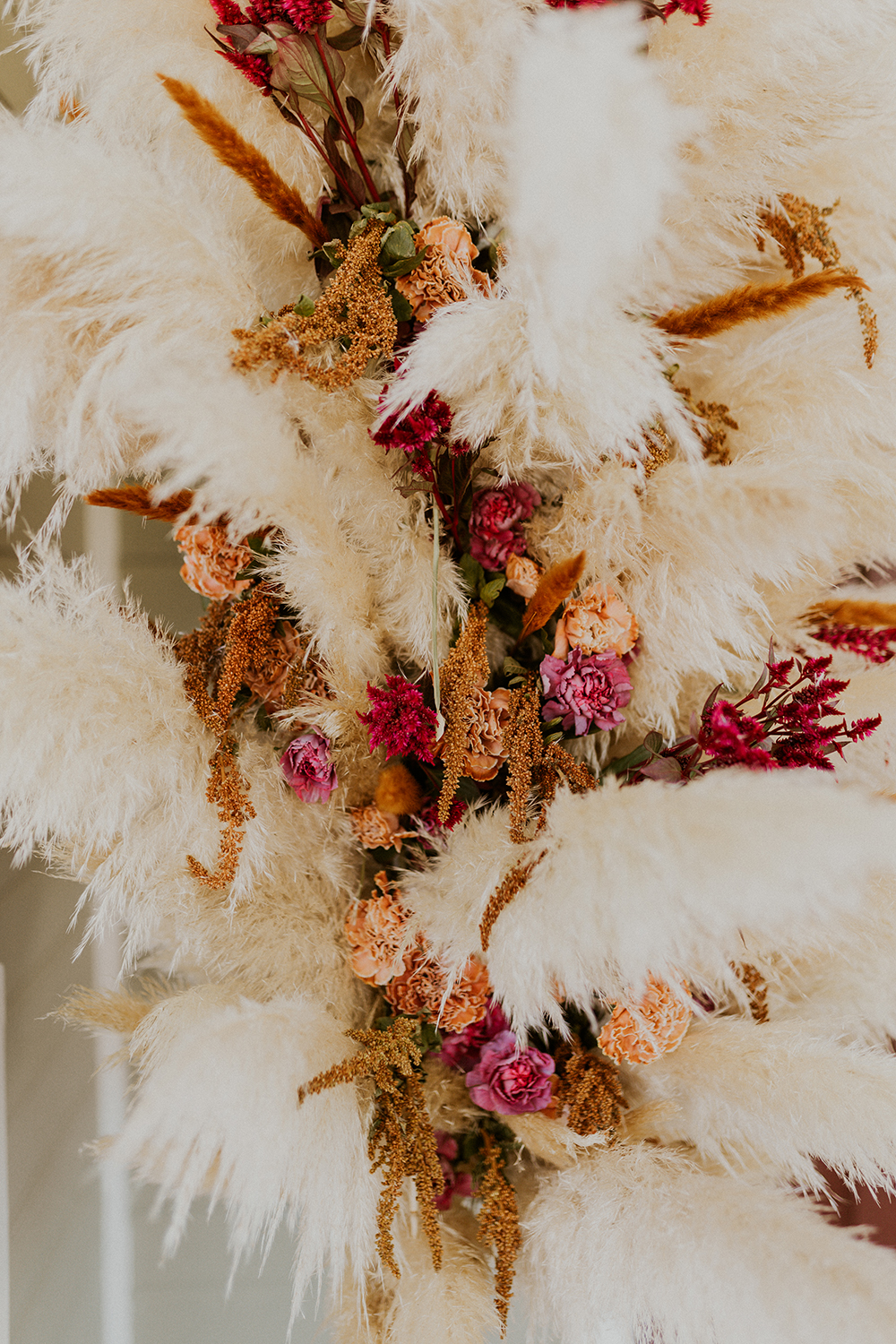 Blue Moon Dream DIY Wedding at Wayfarers Chapel in Palos Verdes, CA wedding reception pampas grass