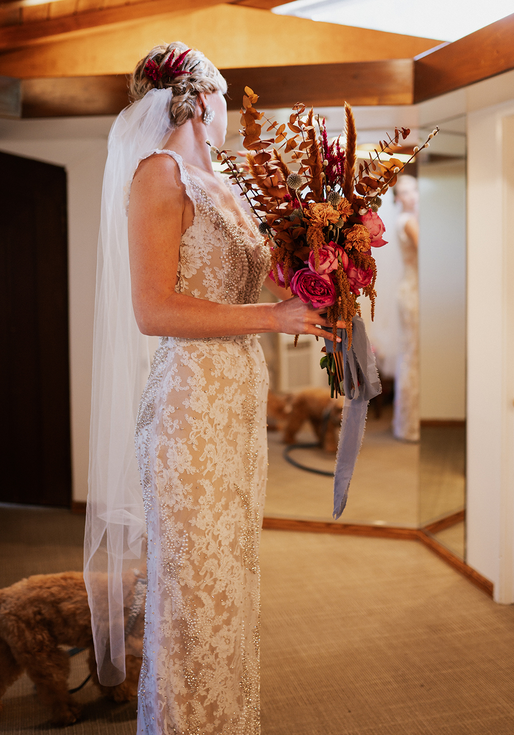 Blue Moon Dream DIY Wedding at Wayfarers Chapel in Palos Verdes, CA bride getting ready