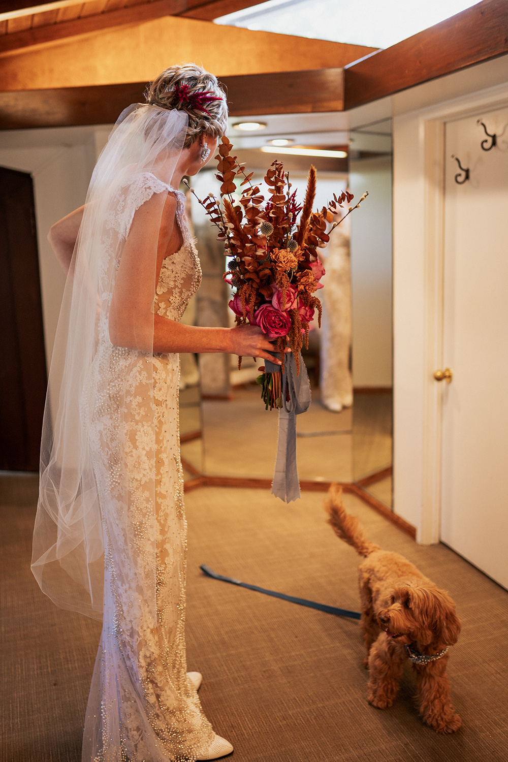 Blue Moon Dream DIY Wedding at Wayfarers Chapel in Palos Verdes, CA bride getting ready