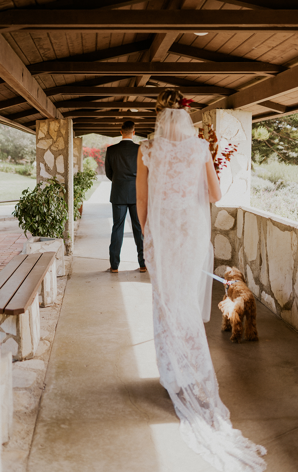 Blue Moon Dream DIY Wedding at Wayfarers Chapel in Palos Verdes, CA first look bride and groom