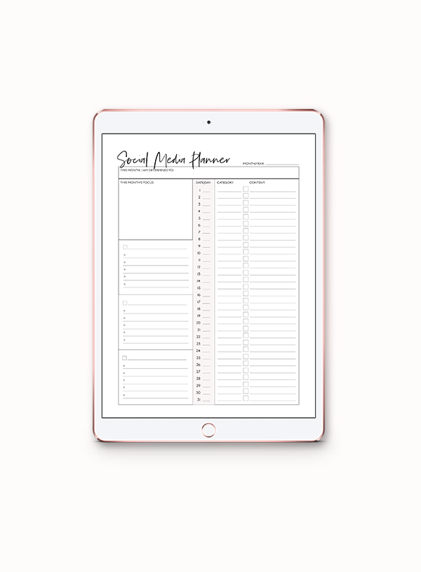 free social media planner printable