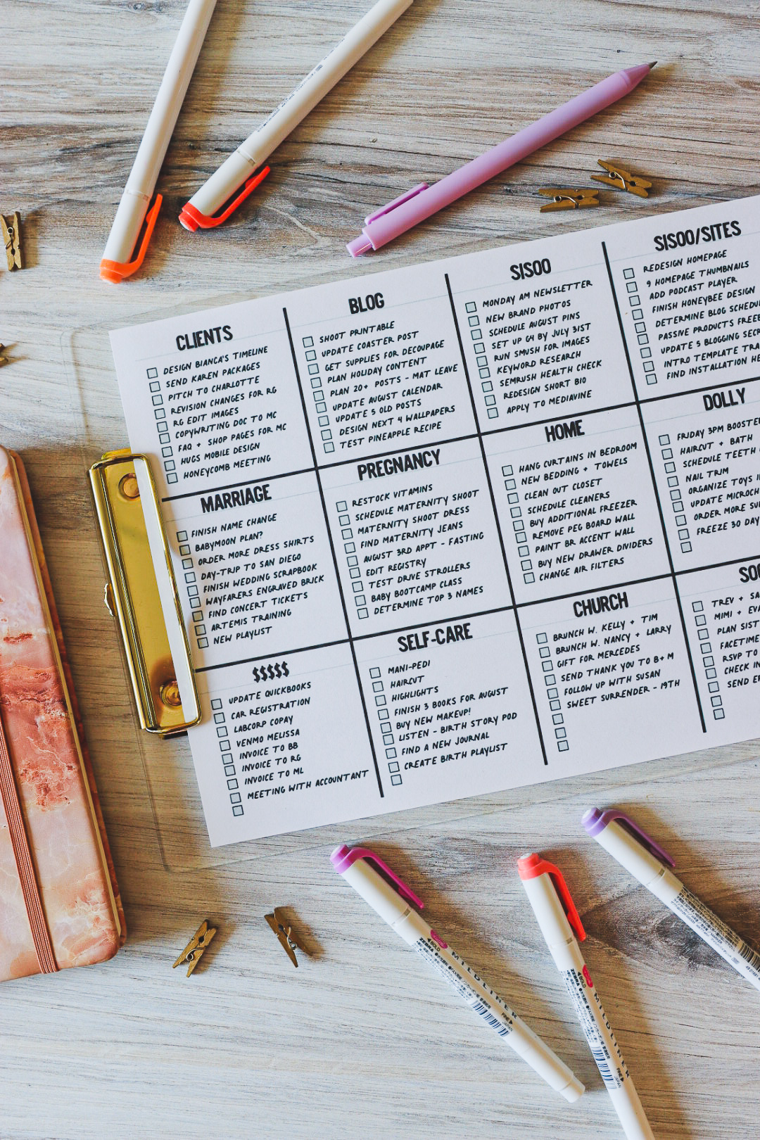brain dump printable