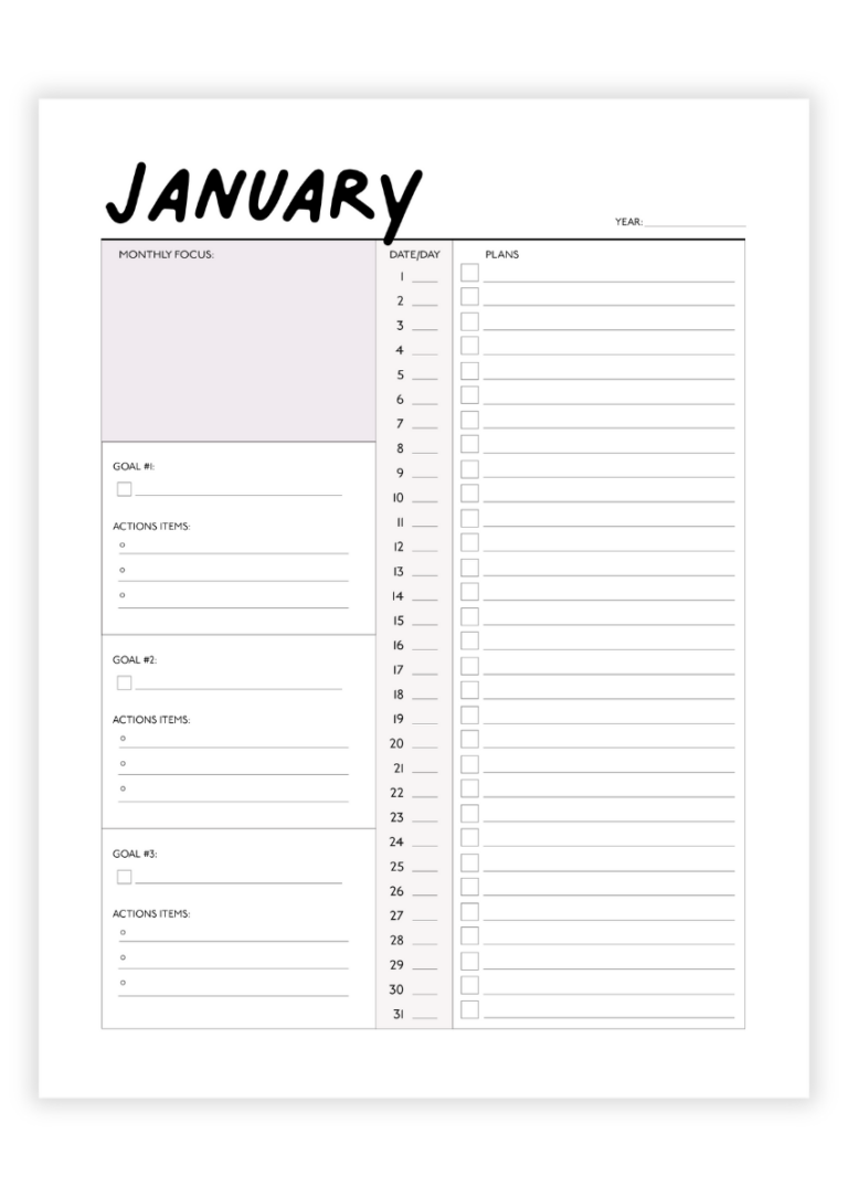 Free Monthly Planner Printable to Help You Focus on Your Top Goals ...
