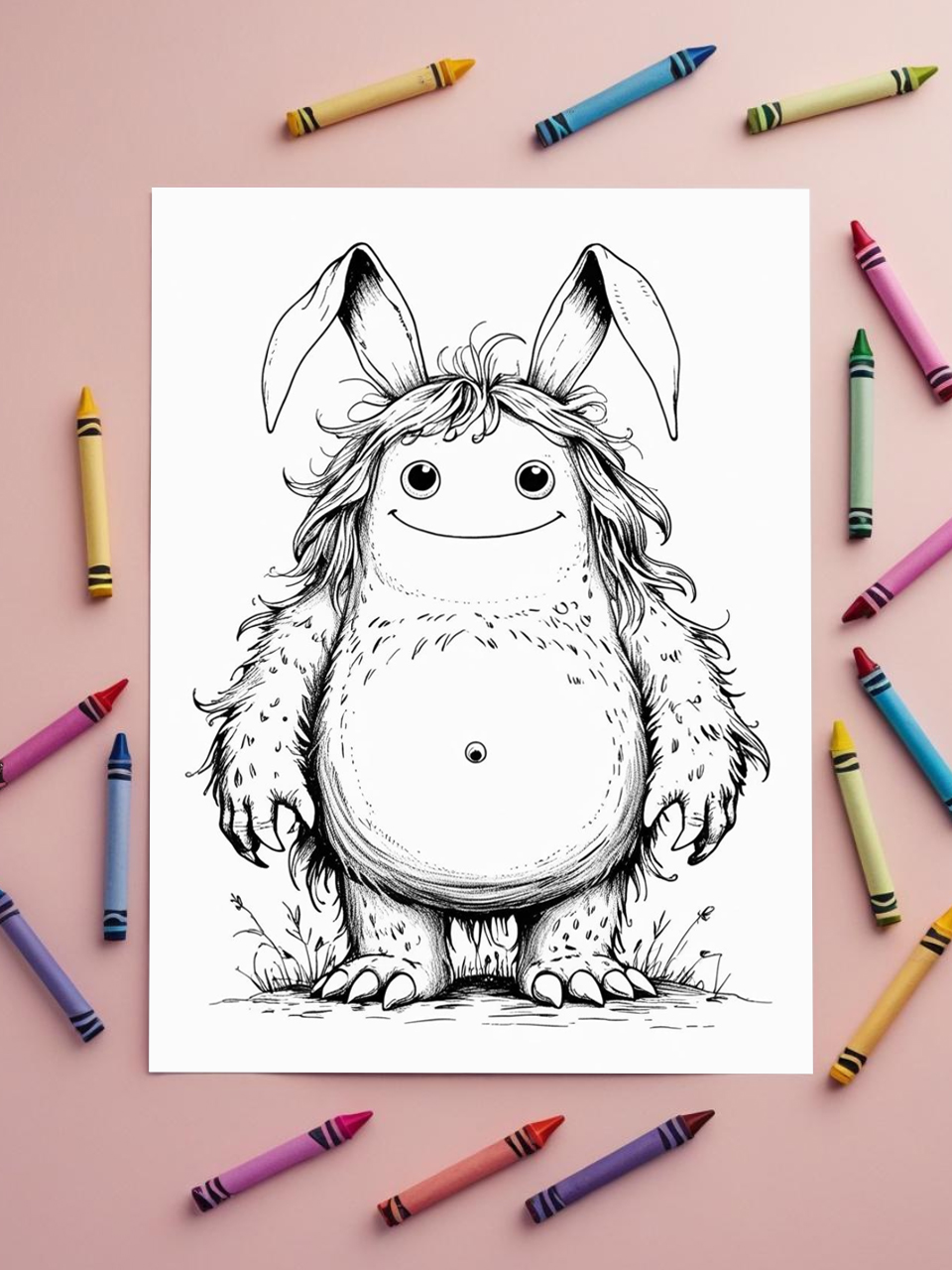 monster with bunny ears coloring pages