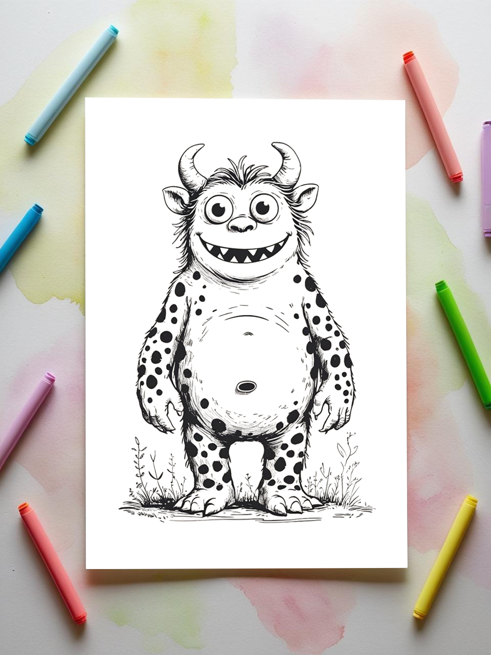monster with spots coloring pages