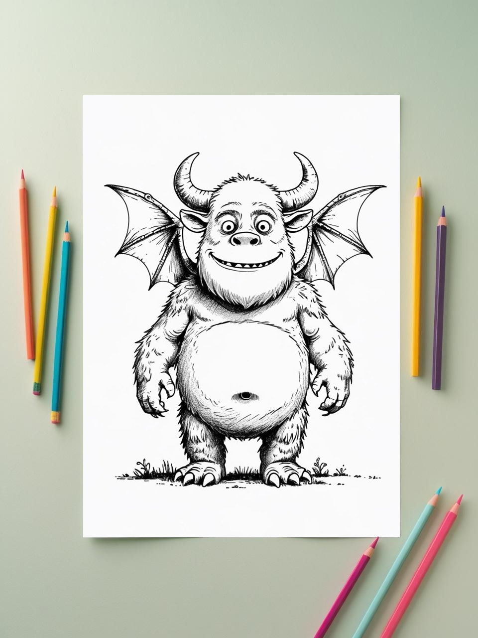 monster with dragon wings coloring pages
