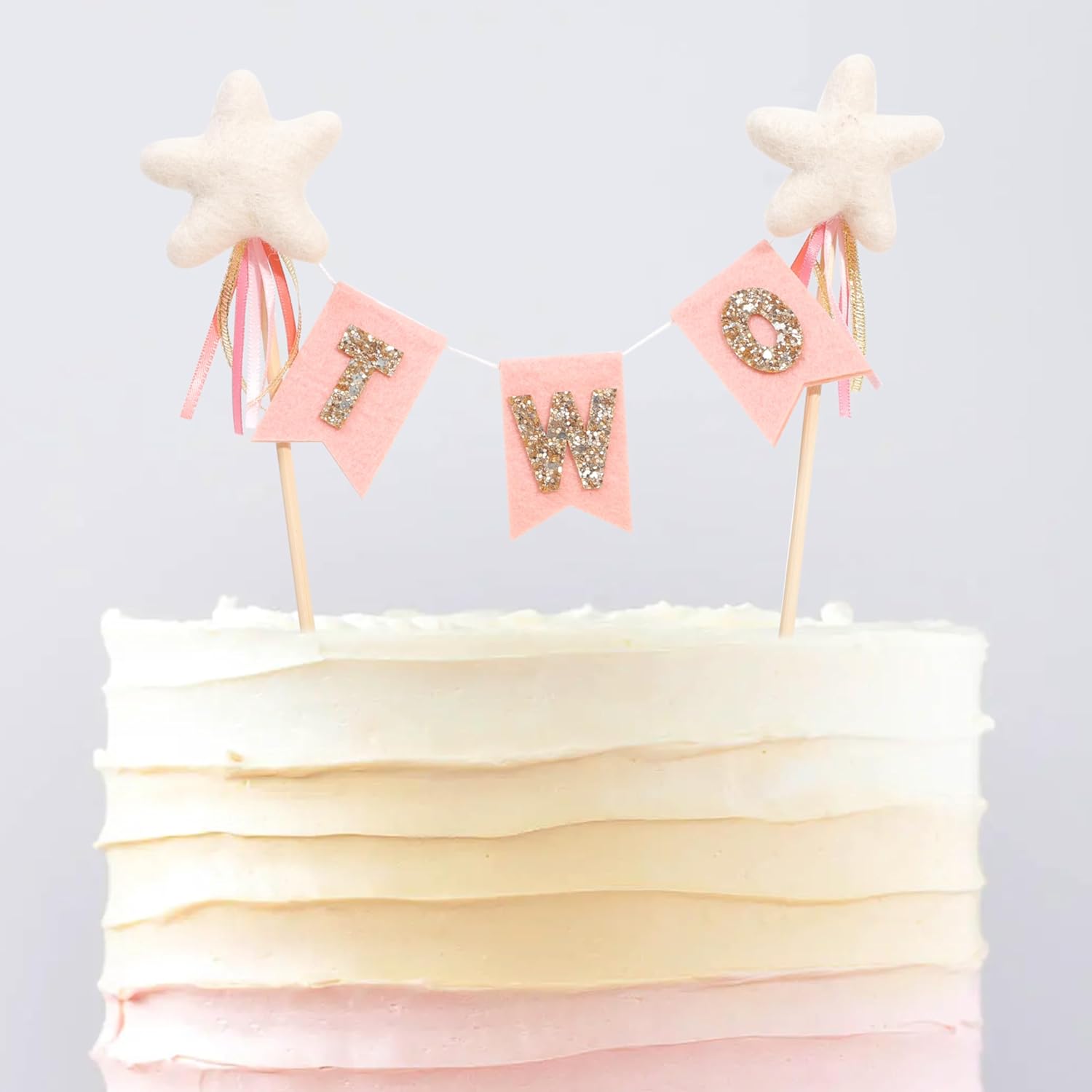 Felt Bunting Gold Glitter Cake Topper
