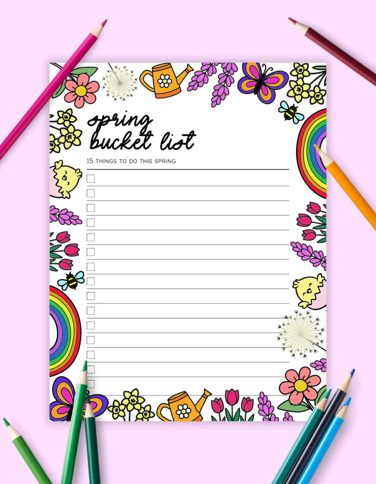 Printable spring Bucket List - 1 spring bucket list printable